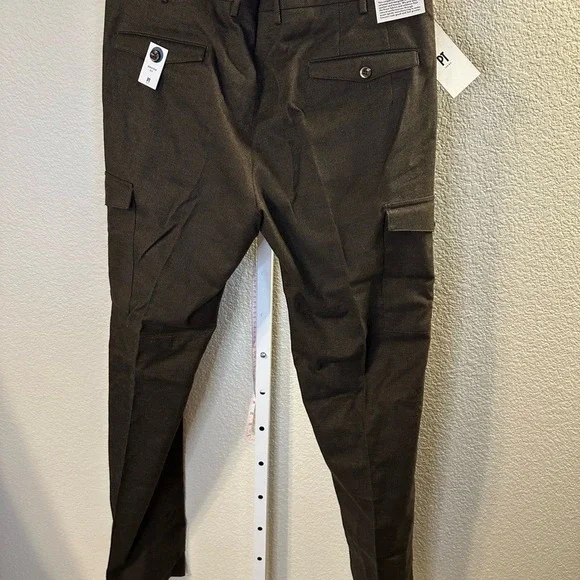 PT Torino Men Brown Herringbone Cargo Pants Deluxe Comfort Fabric Size 52‎